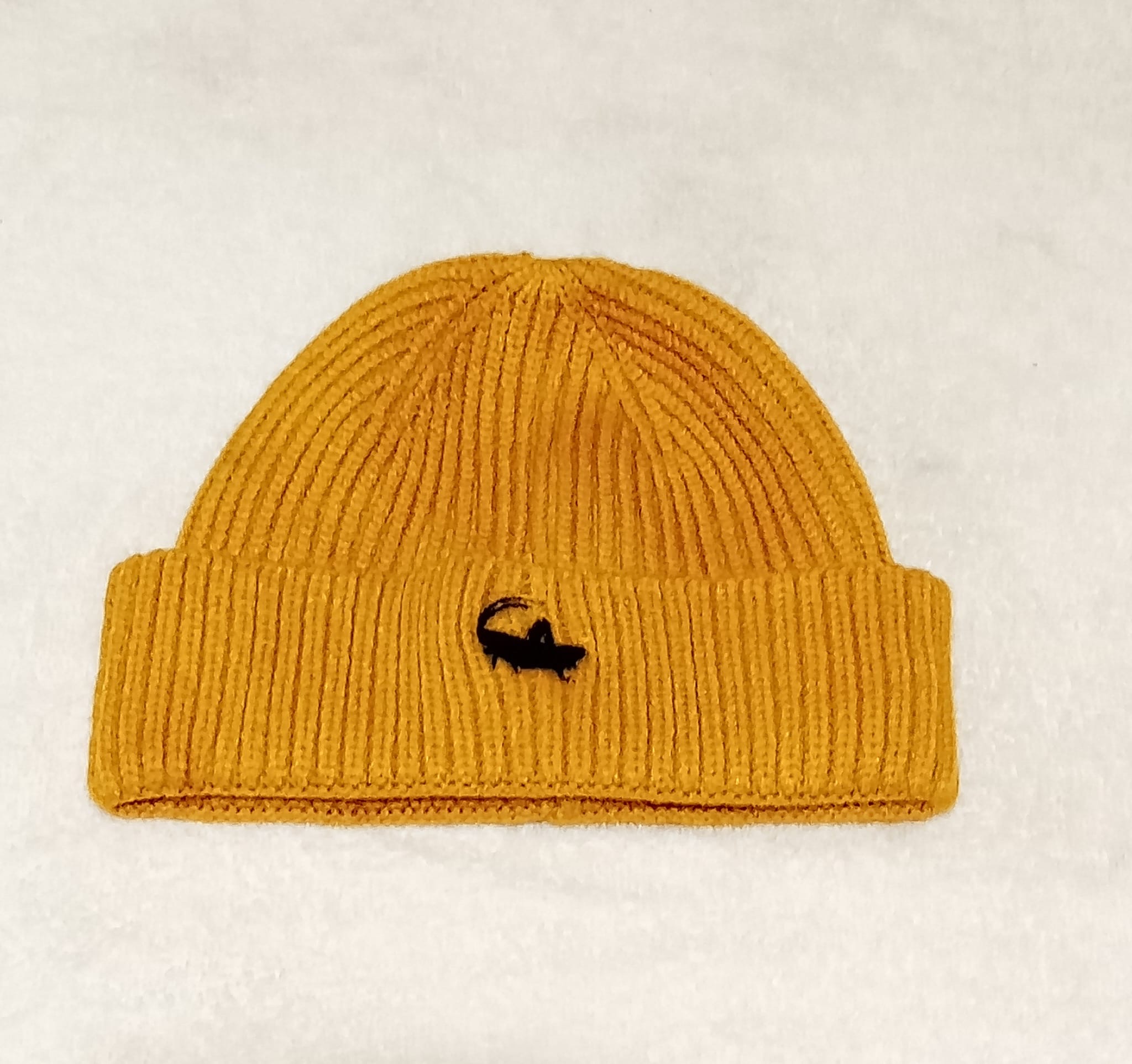 MUSTARD PEPPER Ribbed Knit Beanie with Black Embroidered CRIKESH Logo – Warm Winter Hat